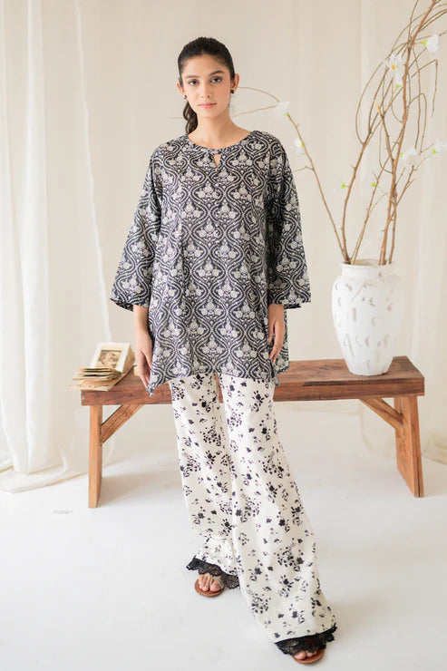 2 piece printed lawn